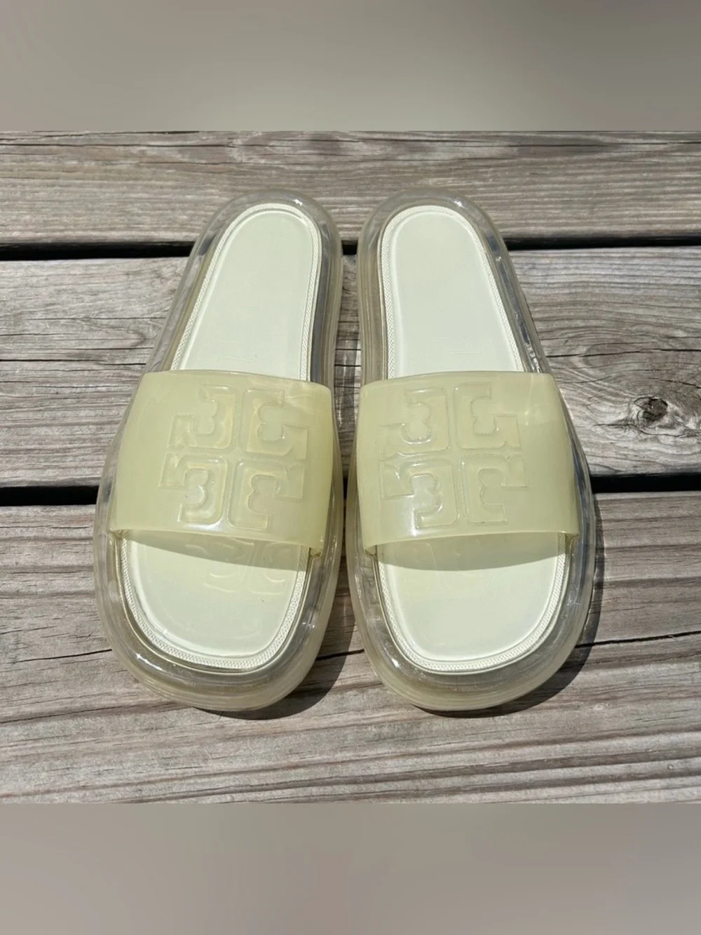 Tory Burch Bubble Slides Rubber Sandals New Ivory 7